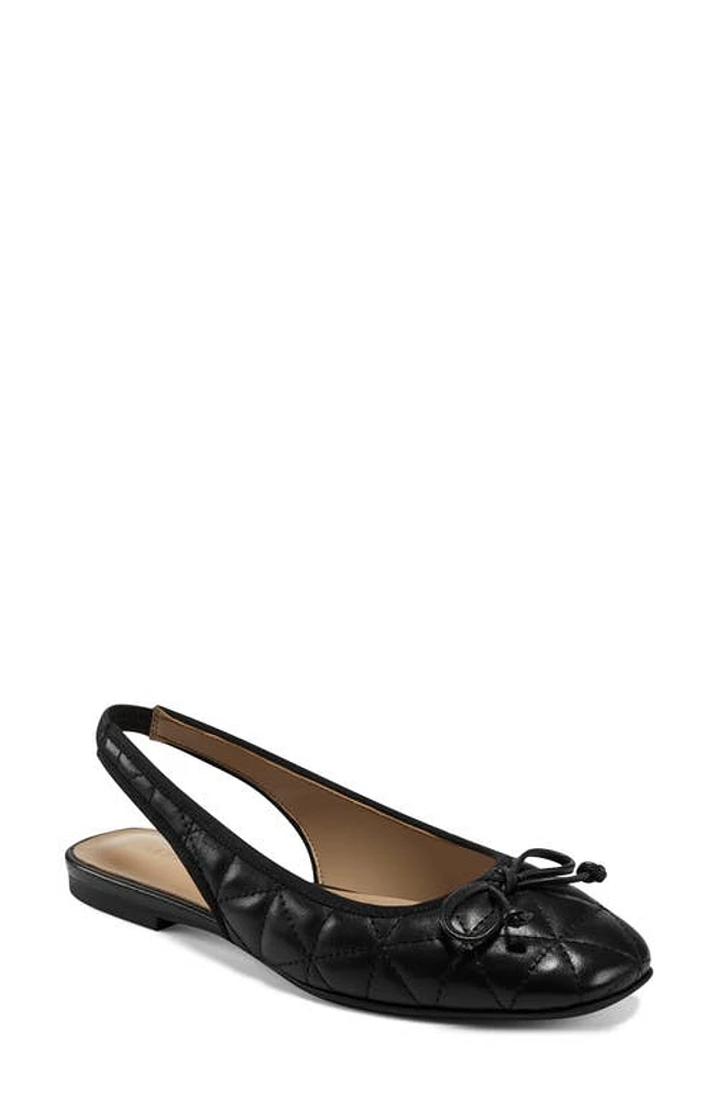 Aerosoles Catarina Quilted Slingback Flat Black Leather at Nordstrom,