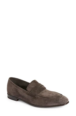 ZEGNA L'Asola Suede Penny Loafer Dark Brown at Nordstrom,