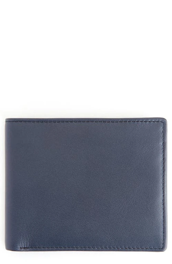 ROYCE New York RFID Leather Bifold Wallet in Navy Blue /Burnt Orange at Nordstrom