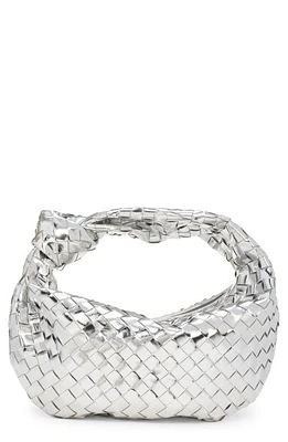 Bottega Veneta Mini Jodie Metallic Leather Top Handle Bag in 8101 Silver-Silver at Nordstrom