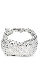 Bottega Veneta Mini Jodie Metallic Leather Top Handle Bag in 8101 Silver-Silver at Nordstrom