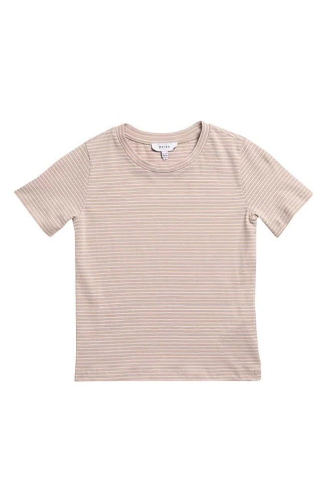 Reiss Kids' Bois Jr. Stripe Cotton T-Shirt Oatmeal/White at Nordstrom,