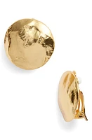 Karine Sultan Eva Shell Disc Clip-On Earrings in Gold at Nordstrom