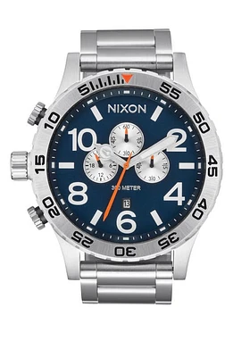 Nixon 51-30 Chronograph Bracelet Watch, 51mm in Silver /Midnight at Nordstrom