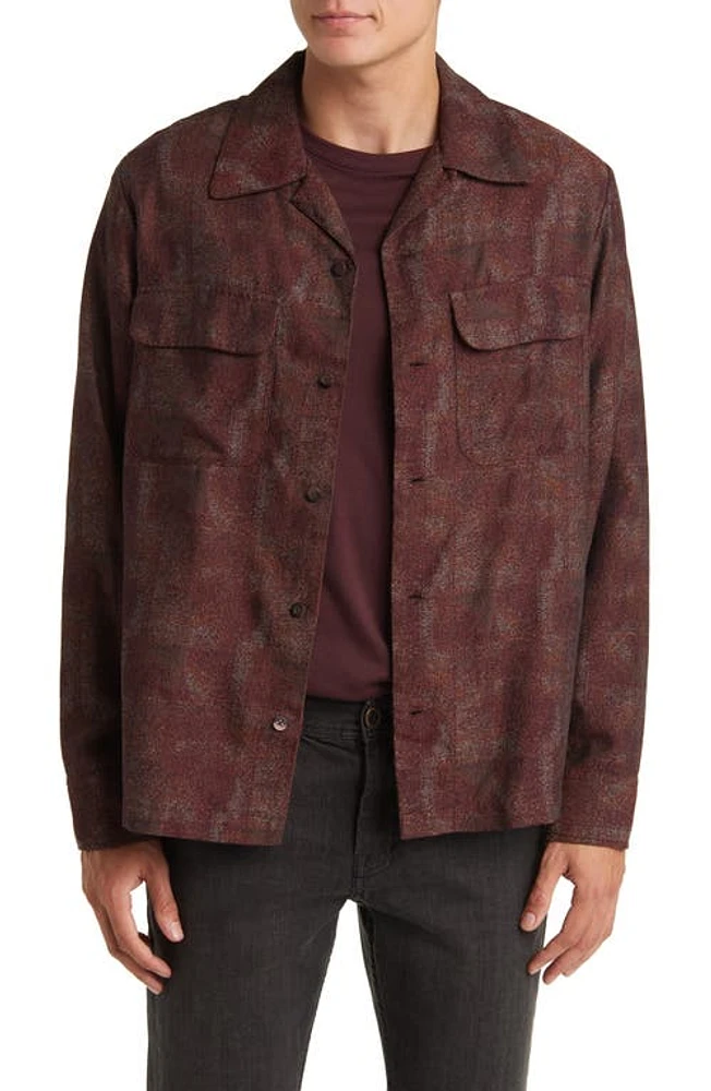 NN07 Daniel 5177 Long Sleeve Jacquard Button-Up Shirt Wine Check at Nordstrom,