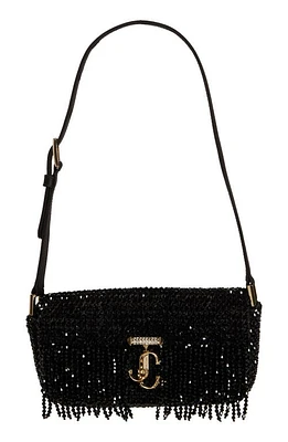 Jimmy Choo Mini Avenue Beaded Shoulder Bag in Black/Light Gold at Nordstrom