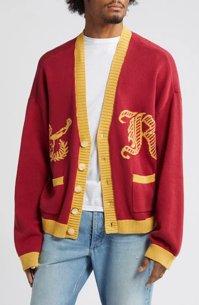 Falling Forward Rumson Boxing Varsity Cardigan Red/Gold at Nordstrom,