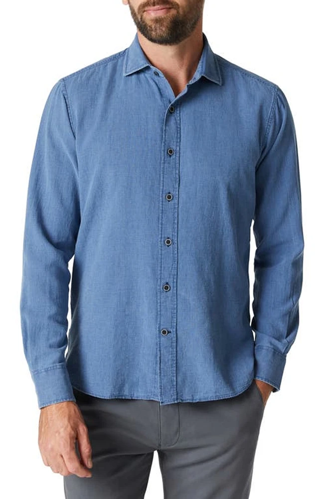 34 Heritage Microchecks Linen & Cotton Button-Up Shirt Indigo at Nordstrom,