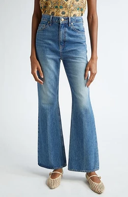 Ulla Johnson The Martine High Waist Flare Jeans Danube Medium Indigo Wash at Nordstrom,