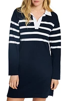 Faherty Rugby Stripe Long Sleeve Cotton Polo Dress Cape May at Nordstrom,