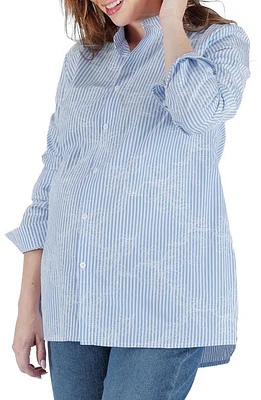 Cache Coeur Camille Button-Up Maternity/Nursing Top Blue at Nordstrom,