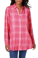 Foxcroft Cici Plaid Non-Iron Cotton Blend Tunic at Nordstrom,