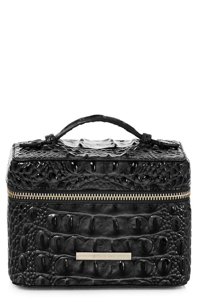 Brahmin Small Charmaine Croc Embossed Leather Train Case in Black at Nordstrom