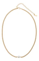 st. Moran Freshwater Pearl Pendant Curb Chain Necklace in White-Gold at Nordstrom