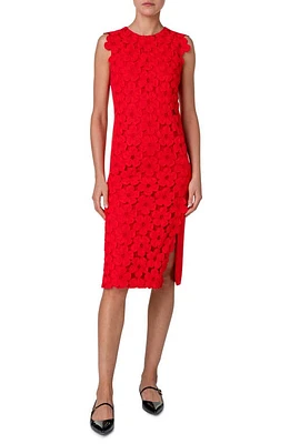 Akris Anemones Lace & Silk Crepe Sheath Dress Poppy at Nordstrom,