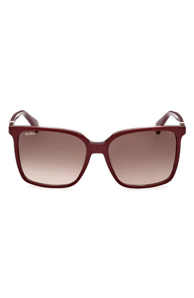 Max Mara 57mm Gradient Square Sunglasses in Shiny Bordeaux/Grad Bordeaux at Nordstrom