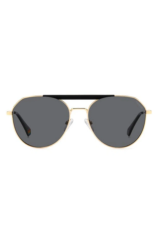 Polaroid 57mm Polarized Aviator Sunglasses in Gold Black/Gray Polarized at Nordstrom