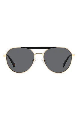 Polaroid 57mm Polarized Aviator Sunglasses in Gold Black/Gray Polarized at Nordstrom