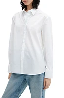 MANGO Oversize Cotton Button-Up Shirt Off White at Nordstrom,