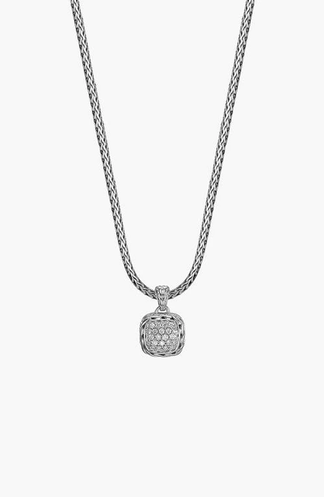 John Hardy Classic Chain Pavé Diamond Pendant Necklace in Silver at Nordstrom, Size 18