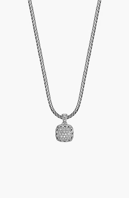 John Hardy Classic Chain Pavé Diamond Pendant Necklace in Silver at Nordstrom, Size 18