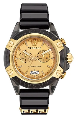 Versace Icon Active Silicone Strap Watch, 44mm in Transparent Black at Nordstrom