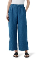 Eileen Fisher Organic Linen Ankle Wide Leg Pants Atlantis at Nordstrom,