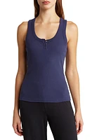 Papinelle Milla Rib Shelf Bra Henley Tank Navy at Nordstrom,