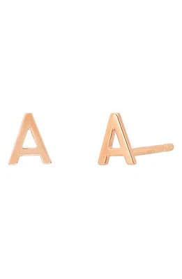 BYCHARI Initial Stud Earrings in 14K Rose Gold-A at Nordstrom