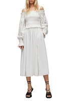 AllSaints Launa Broderie Long Sleeve Cotton Dress Chalk White at Nordstrom,