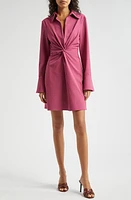 Cinq à Sept McKenna Front Twist Long Sleeve Mini Shirtdress at Nordstrom,