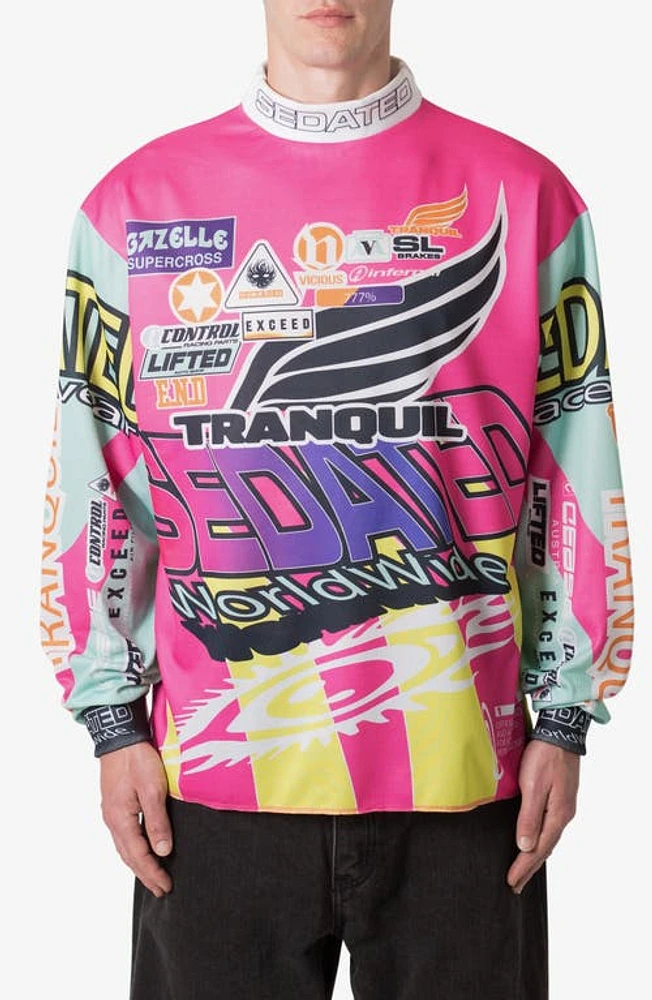 mnml Motocross Mock Neck Jersey Pink at Nordstrom,