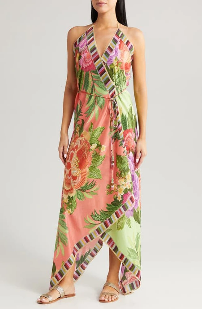 FARM Rio Flower Scarves Cover-Up Wrap Dress Multicolor at Nordstrom,