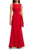 Eliza J Rhinestone Belt Detail Mermaid Gown in Red at Nordstrom, Size 10