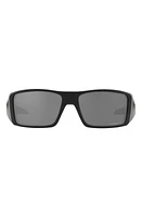 Oakley Heliostat 61mm Prizm Polarized Rectangular Sunglasses in Matte Black at Nordstrom