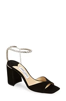 Jimmy Choo Saeda Crystal Ankle Strap Sandal Black/Crystal at Nordstrom,