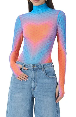 AFRM Zadie Semi Sheer Turtleneck Cyber Heart at Nordstrom,