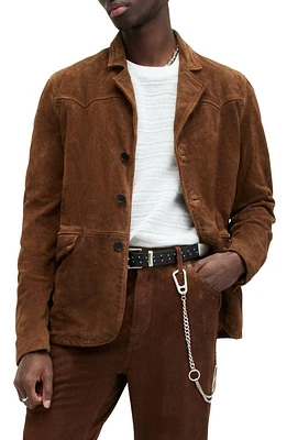 AllSaints Hornett Suede Sport Coat Tan Brown at Nordstrom,