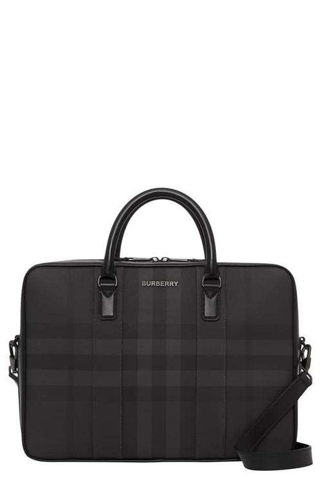 burberry Ainsworth London Check Briefcase in Dark Charcoal at Nordstrom