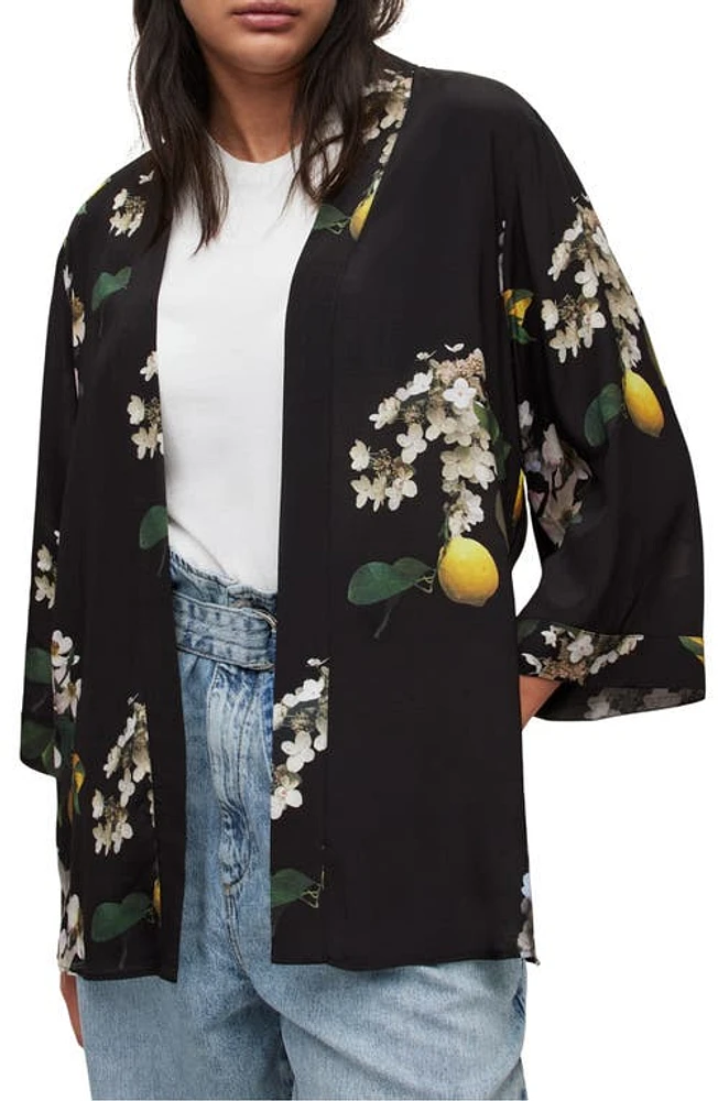 AllSaints Carina Eugenia Floral Open Jacket Black at Nordstrom, Us