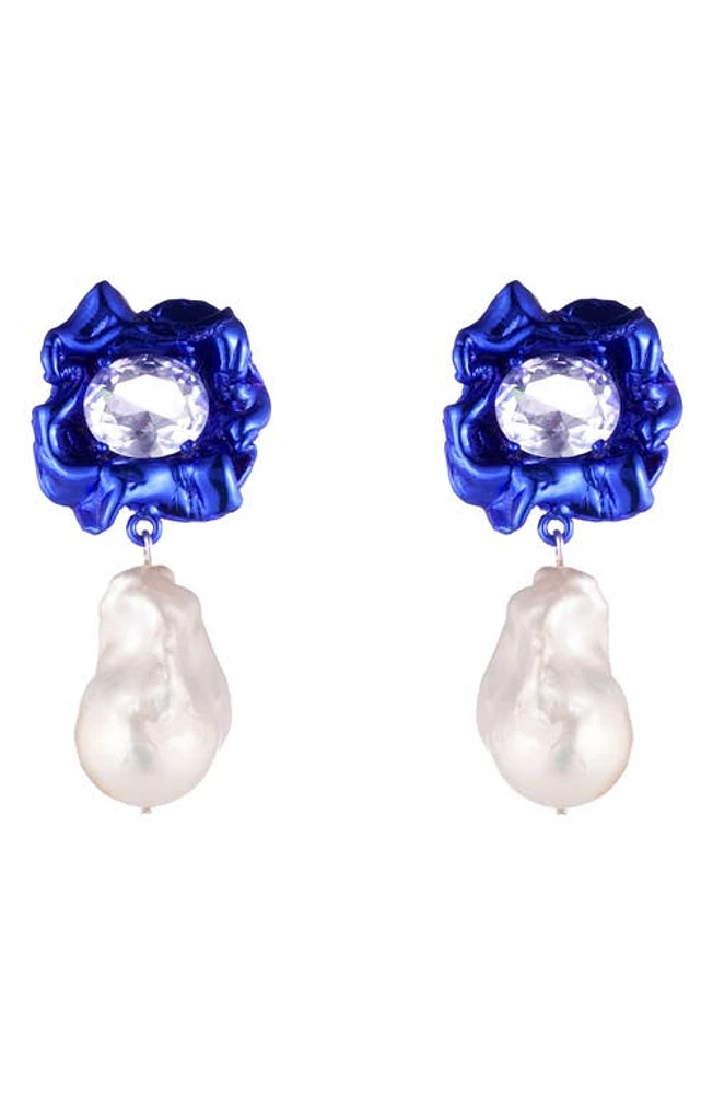 Sterling King Lola Floral Baroque Pearl Drop Earrings in Cobalt at Nordstrom