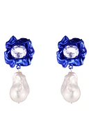 Sterling King Lola Floral Baroque Pearl Drop Earrings in Cobalt at Nordstrom