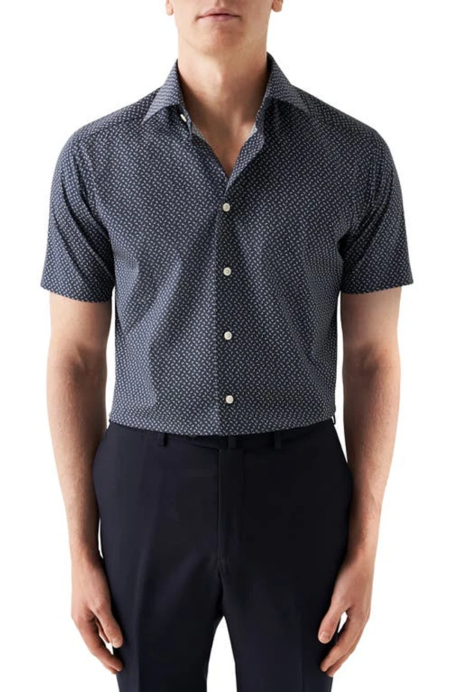 Eton Contemporary Fit Banana Print Short Sleeve Shirt Navy at Nordstrom, - R