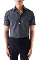 Eton Contemporary Fit Banana Print Short Sleeve Shirt Navy at Nordstrom, - R