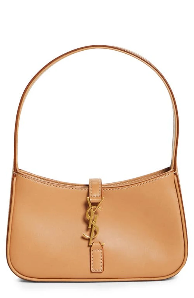 Saint Laurent Micro Le 5 à 7 Leather Hobo in Vintage Brown Gold at Nordstrom