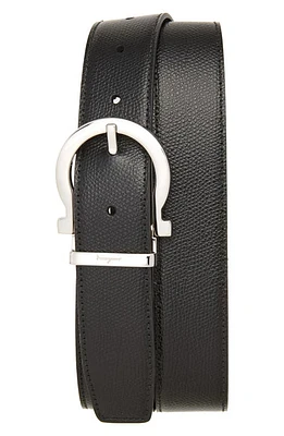 FERRAGAMO Reversible Leather Belt Black/Hickory at Nordstrom, Cm