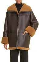 TOTEME Signature Genuine Shearling Jacket Chocolate at Nordstrom,