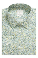 Paul Smith Tailored Fit Floral Organic Cotton Dress Shirt Olive at Nordstrom,