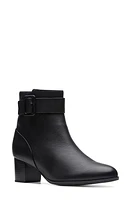 Clarks(r) Loken Buckle Waterproof Ankle Bootie in Black Leather at Nordstrom, Size 8