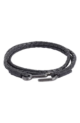 Caputo & Co. Braided Leather Wrap Bracelet in Black at Nordstrom